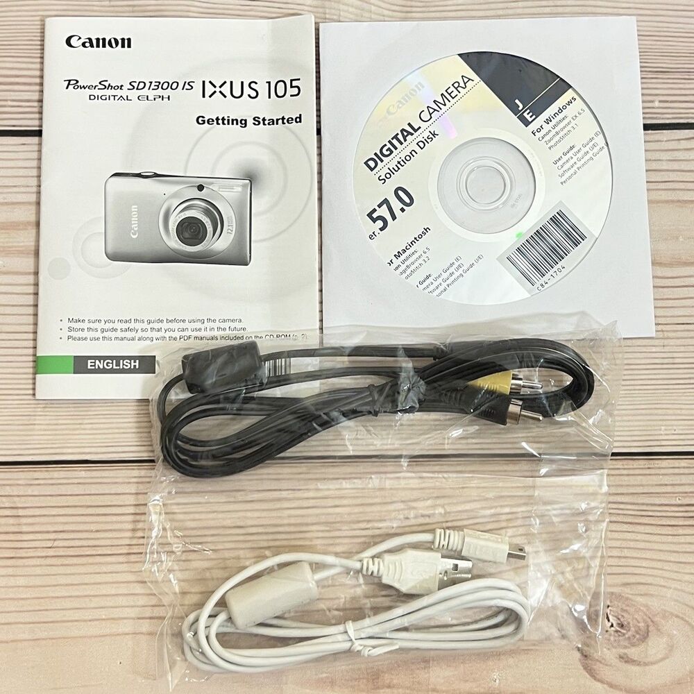 Canon PowerShot SD1300 IS Manual Cables/Cords Solution Disk CD Accessories Lot